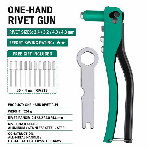 Hand rivet gun with rivets